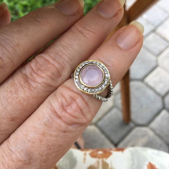 Designer Inspired Pink Frost Cz Solid Sterling Silver Ring Ring - Picture 7 of 7